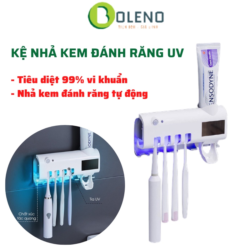 Giá treo bàn chải đánh răng khử khuẩn UV, Bộ nhả kem đánh răng tự động gắn tường