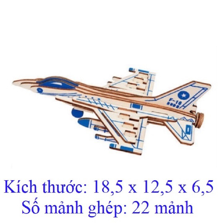 Mô hình đồ chơi lắp ráp 3D gỗ - máy bay Hornet bomber F16- cắt laser