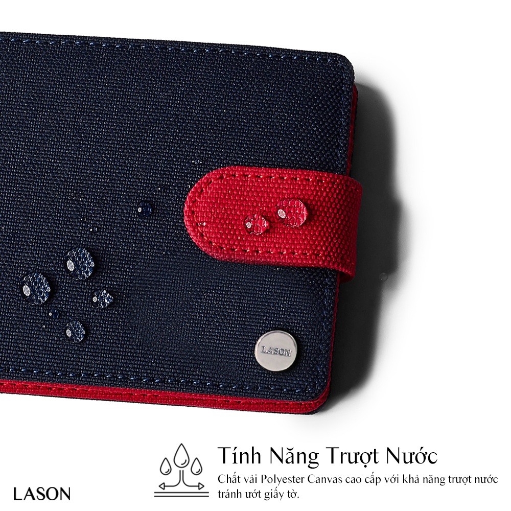 Ví Vải Đựng Tiền BUTTON NGANG Canvas Polyester Nhập Khẩu Cao Cấp Chống Thấm Nước Unisex Nam Nữ Đẹp Chính Hãng LASON