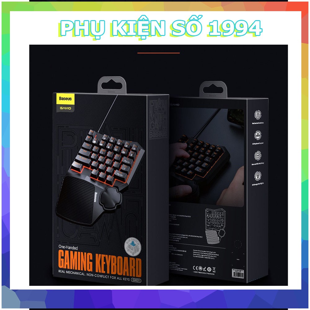 Bàn phím CƠ có dây tích hợp đèn LED cho GAME thủ - Baseus GK01