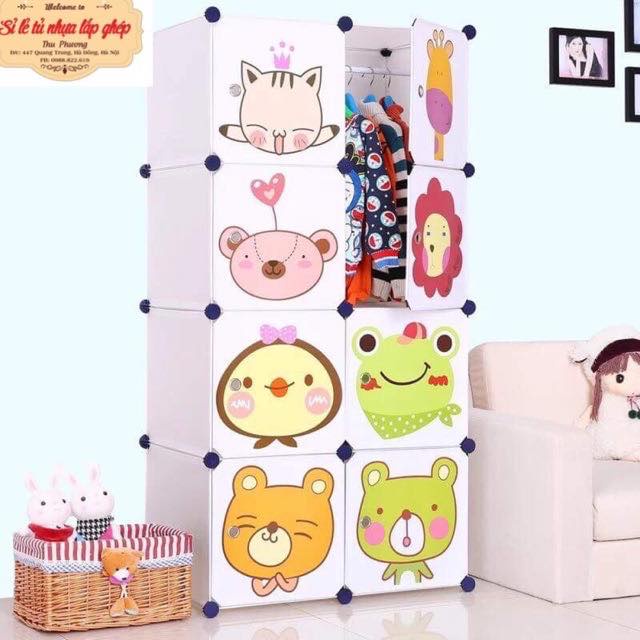 TỦ NHỰA GHÉP- TỦ QUẦN ÁO- TỦ NHỰA 8 Ô. TẶNG 1 TREO ĐỒ.