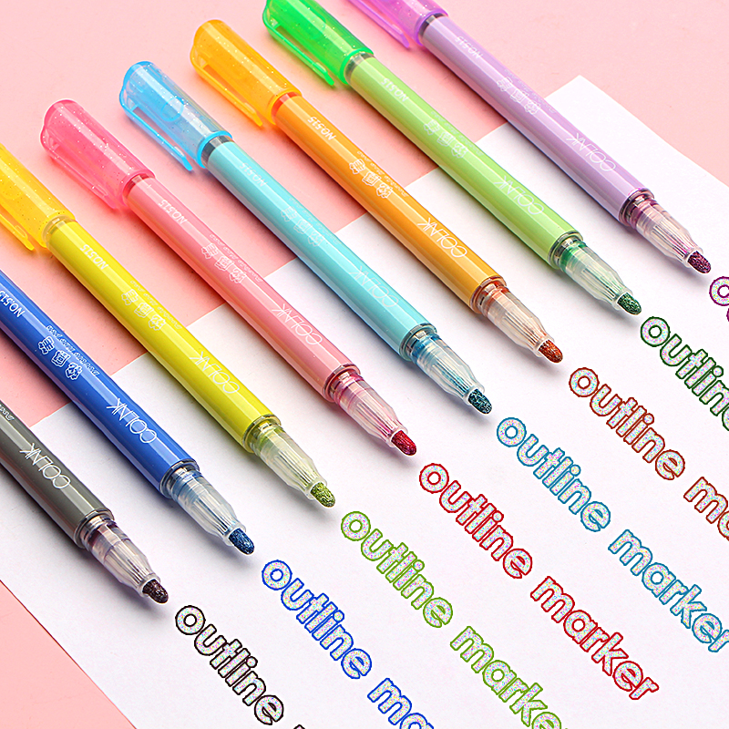 Set 8 bút kim tuyến vẽ đường hai viền phong cách graffiti