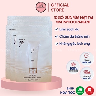 Combo 10 gói sữa rửa mặt tái sinh Whoo Radiant Cleansing Foam date 2025