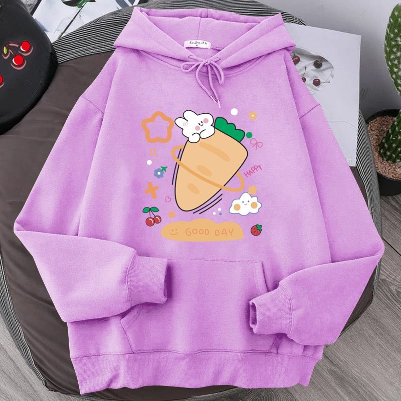 ÁO HOODIE NAM NỮ CẶP IN THỎ CARROT GOOD DAY (13 màu) vải nỉ