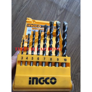 Bộ 8 mũi khoan bê tông đuôi trơn ingco akd3081
