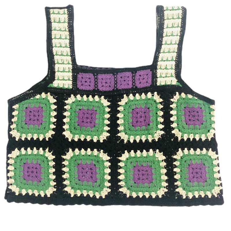 Youyo Áo Croptop Dệt Kim Không Tay Nhiều Màu Sắc Phong Cách Boho Cho Nữ Ves