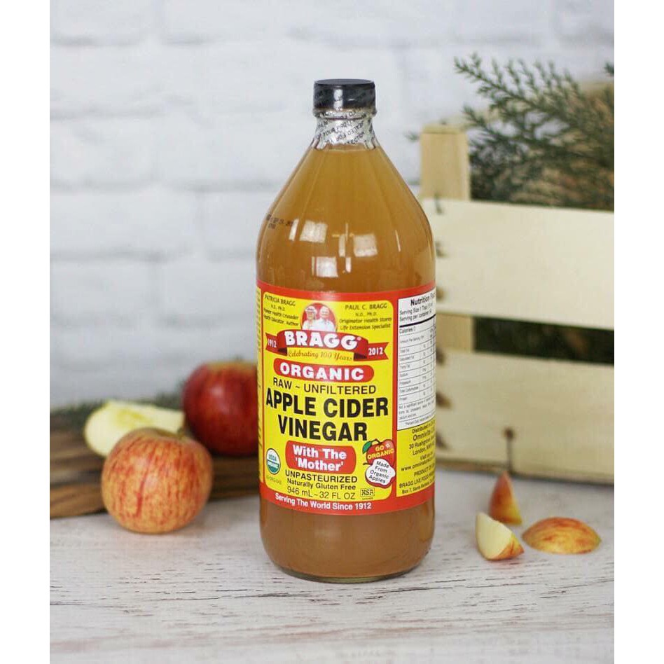 Giấm táo Bragg Organic Raw Apple Cider Vinegar chai 473ml hsd 2024