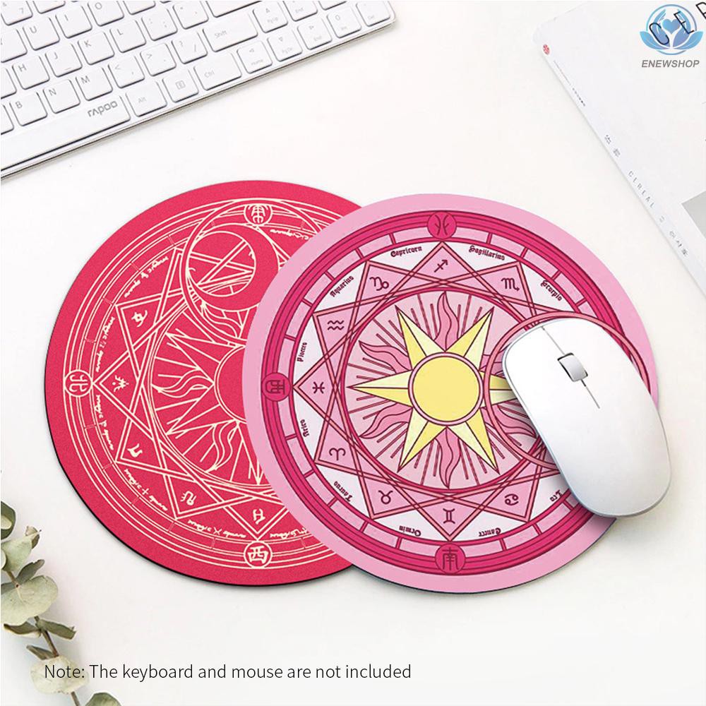 【enew】Round Mouse Pad Gaming Mouse Pad Anti-skid Wear-resistant Rubber Mouse Pad Suitable for Home Game Office Red Magic Circle