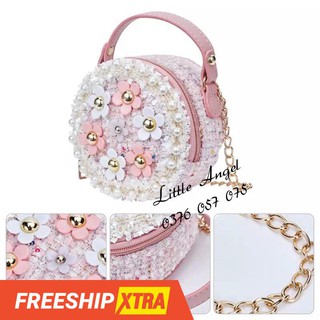 TÚI TRÒN HỒNG THÊU HẠT CAO CẤP