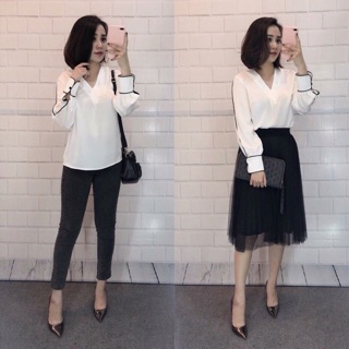 Áo lụa cổ V