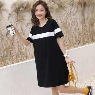 Váy bầu đen phối trắng