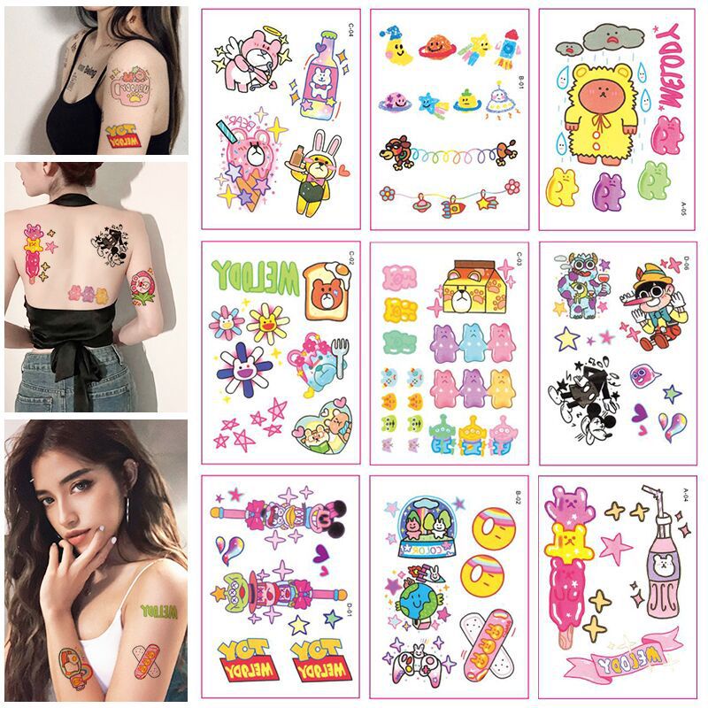 Miếng Dán Hình Xăm Hoạt Hình Dùng Một Lần