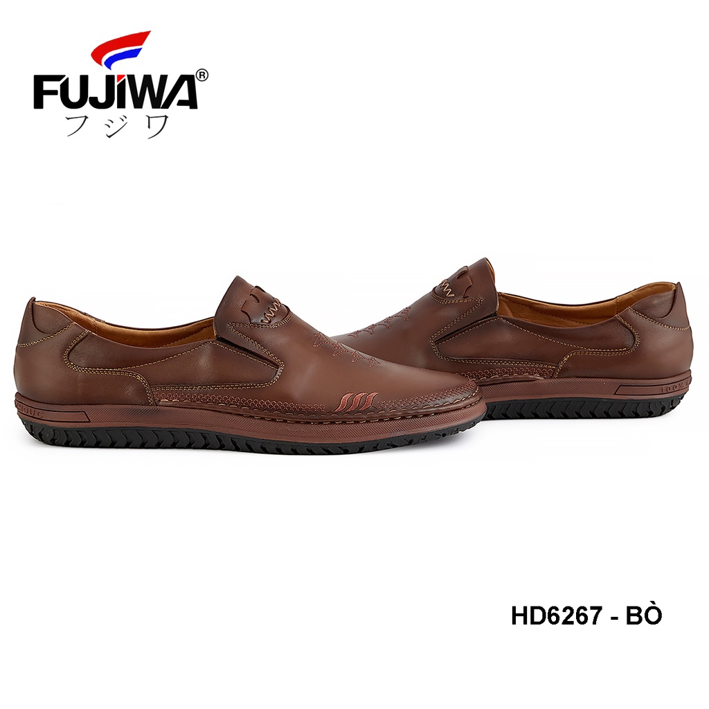 Giày Lười Nam Da Bò FUJIWA - HD6267. Da Bò Thật Cao Cấp, Đế Cao Su. Form Giày Chuẩn Size. Size:  38, 39, 40, 41, 42, 43