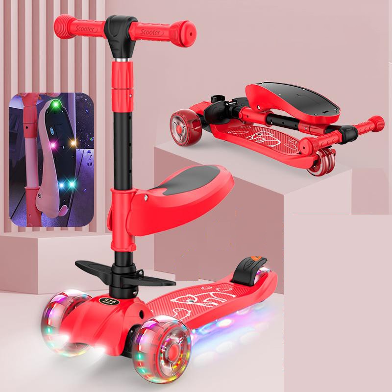 Xe scooter đa năng 2 in 1 cao cấp Có ghế gấp gọn, có nhạc và Full đèn chiếu sáng