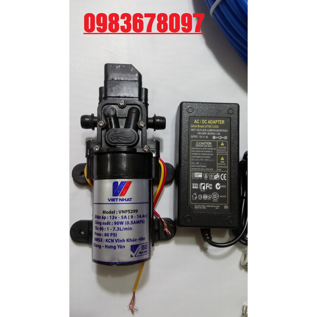 BỘ MÁY PHUN SƯƠNG 12V 90w + NGUỒN + 5 PÉP PHUN SƯƠNG +15 MÉT DÂY +LỌC.