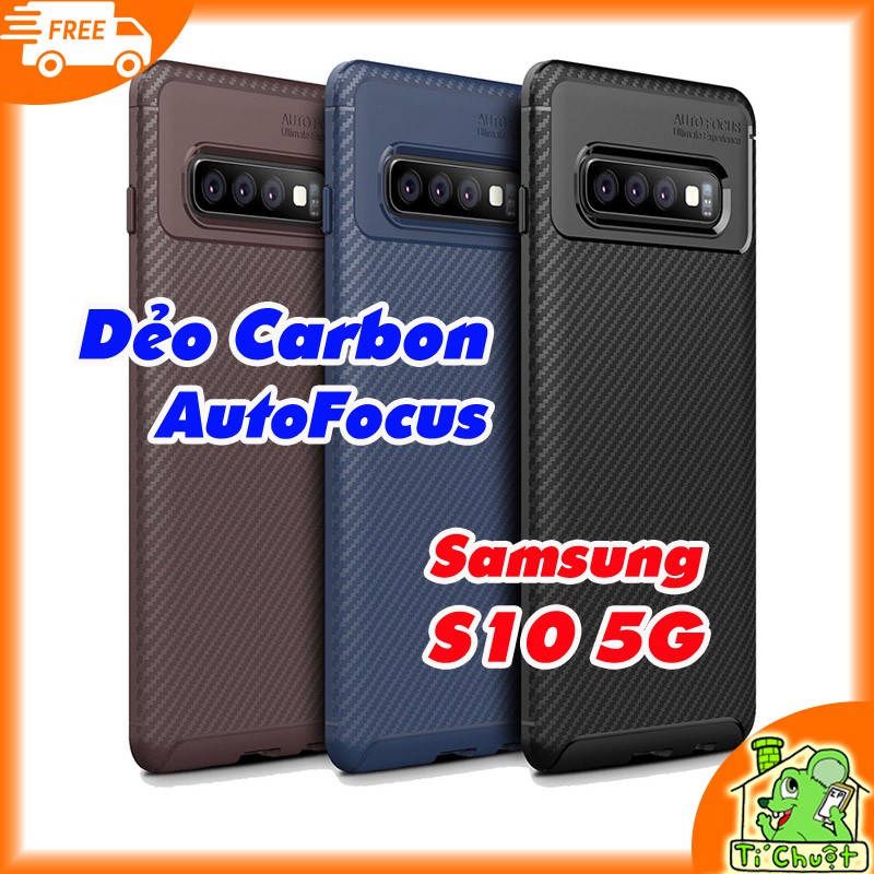 [Loại Tốt] Ốp Lưng Samsung S10 5G AutoFocus Vân 3D Carbon Chống Sốc