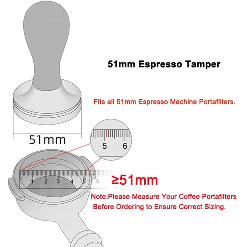 Búa Inox 304 Nén Bột Cà Phê Espresso 51mm Đế Phẳng