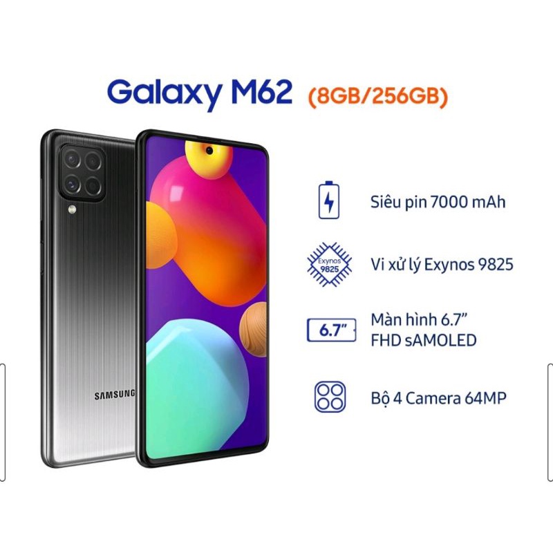 Điện thoại Samsung Galaxy M62 - Chính hãng.