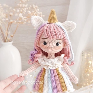 búp bê len HandMade (có sẵn) Sofia  (len catona và jeans) búp bê len Unicorn