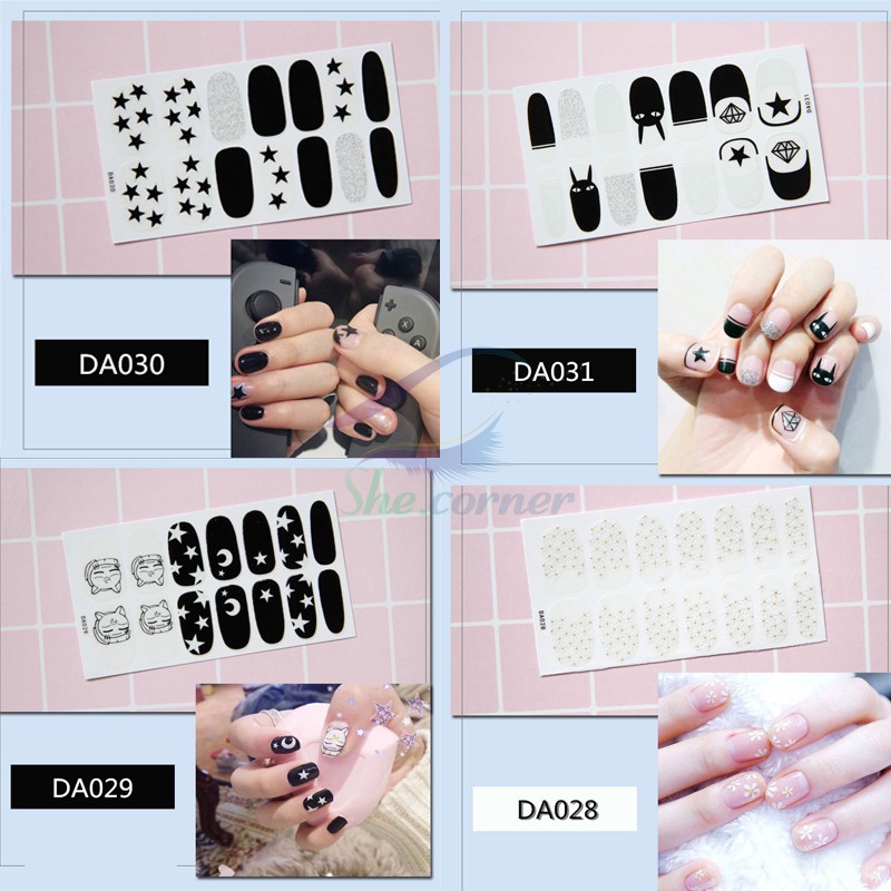 Bộ nail sticker dán móng tay trang trí 3D xinh xắn DA021-DA040 chống thấm nước