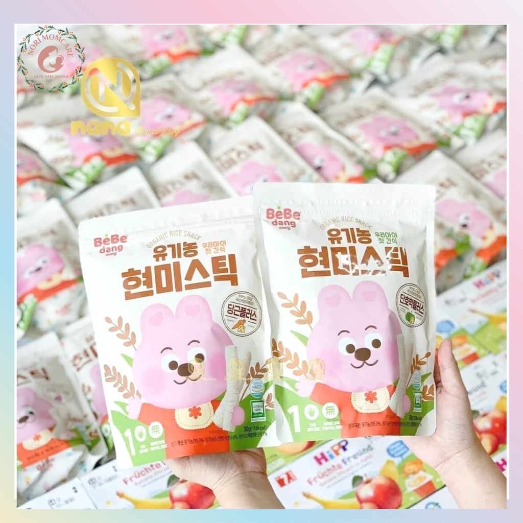 Bánh que ăn dặm gạo lứt hữu cơ Bebedang cho bé 6m+