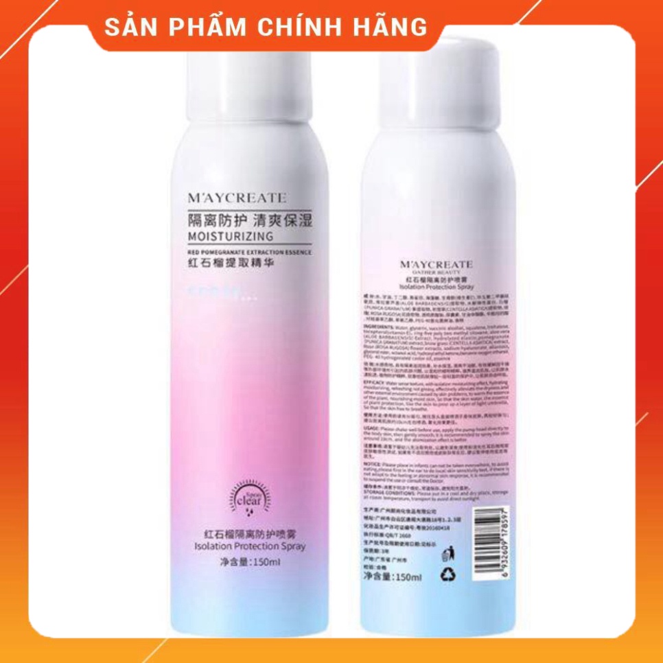 Xịt Chống Nắng Trắng Da MayCreata 150ml