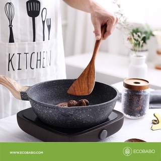 Muỗng gỗ tếch múc cơm canh độ bền cao không mối mọt vintage sang trong phòng bếp | Ecobabo