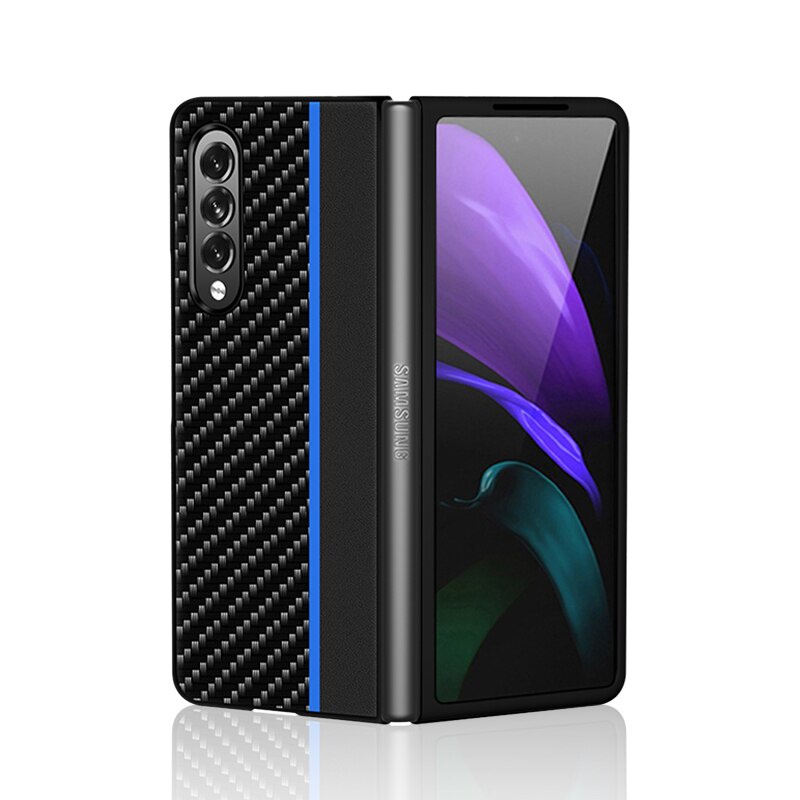 Ốp điện thoại bằng da và sợi cacbon chống sốc cho Samsung Galaxy Z Fold 3 Z Fold 2 Fold3 Fold2 5G