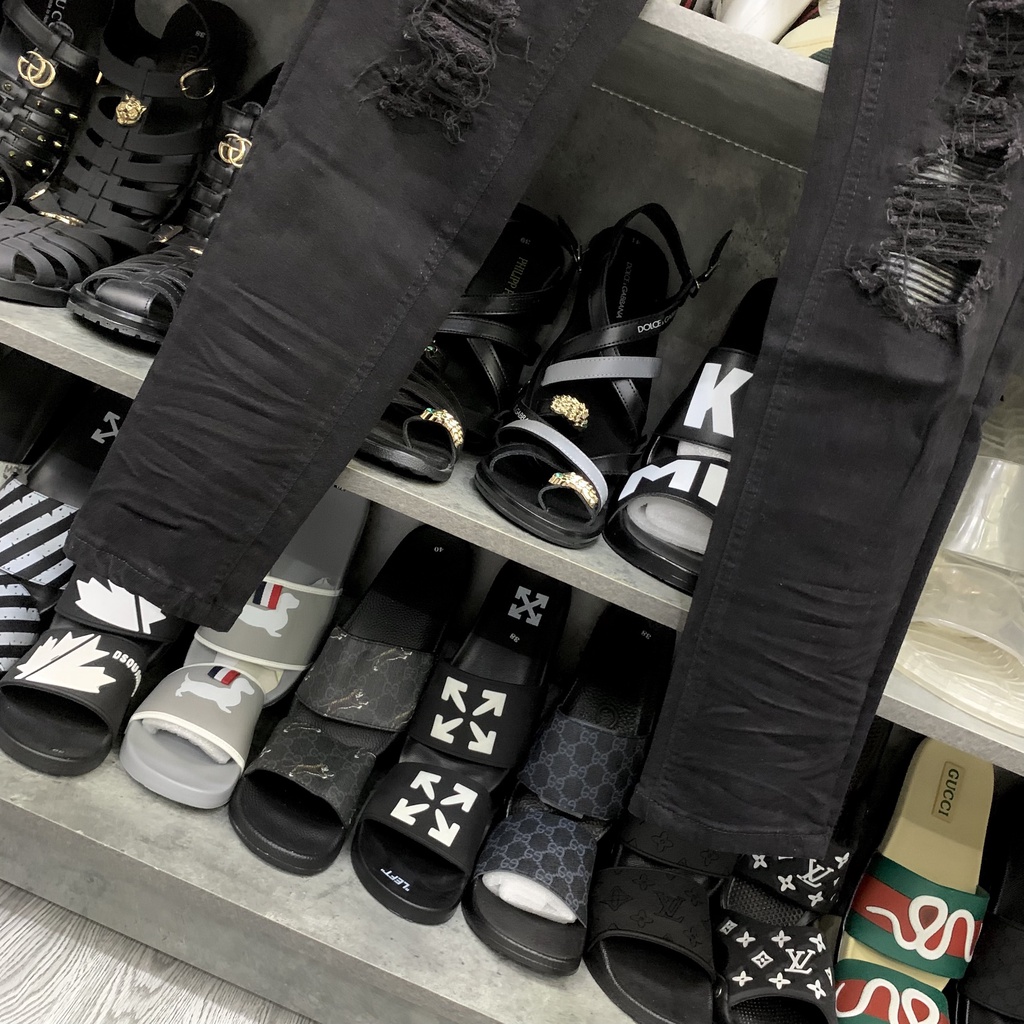 Quần jean bò nam slimfit Amiri phối rách xước xù vá da nhăn phong cách đường phố chất vải co giãn đẹp QJ121P