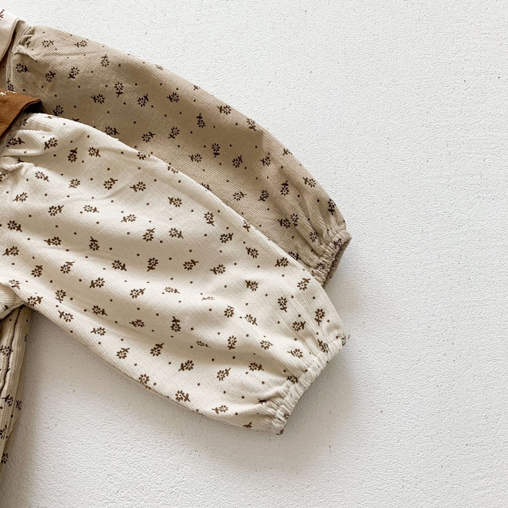 Áo liền quần tay dài chất liệu nhung tăm thời trang mùa thu cho bé gái 0-24 tháng tuổi