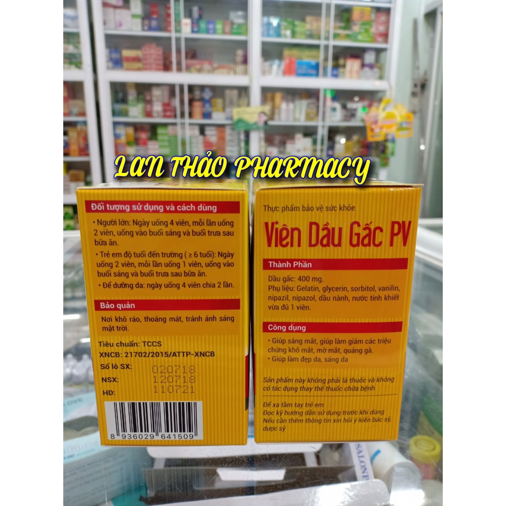 Viên dầu gấc PV giúp hỗ trợ sáng mắt, giảm mờ mắt, quáng gà lọ 100 viên