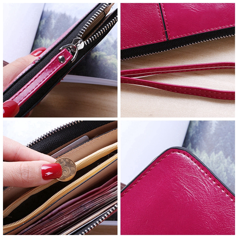 Ví nữ dáng dài có khóa kéo đa năng phong cách Hàn Quốc