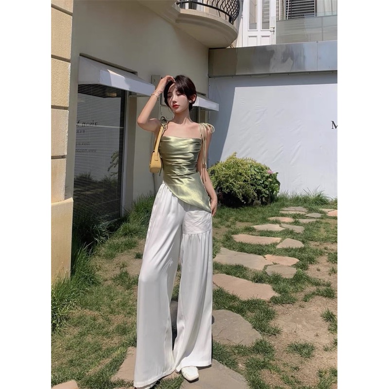 Áo Hai Dây Buộc Vai Vạt Chéo-Như Hình