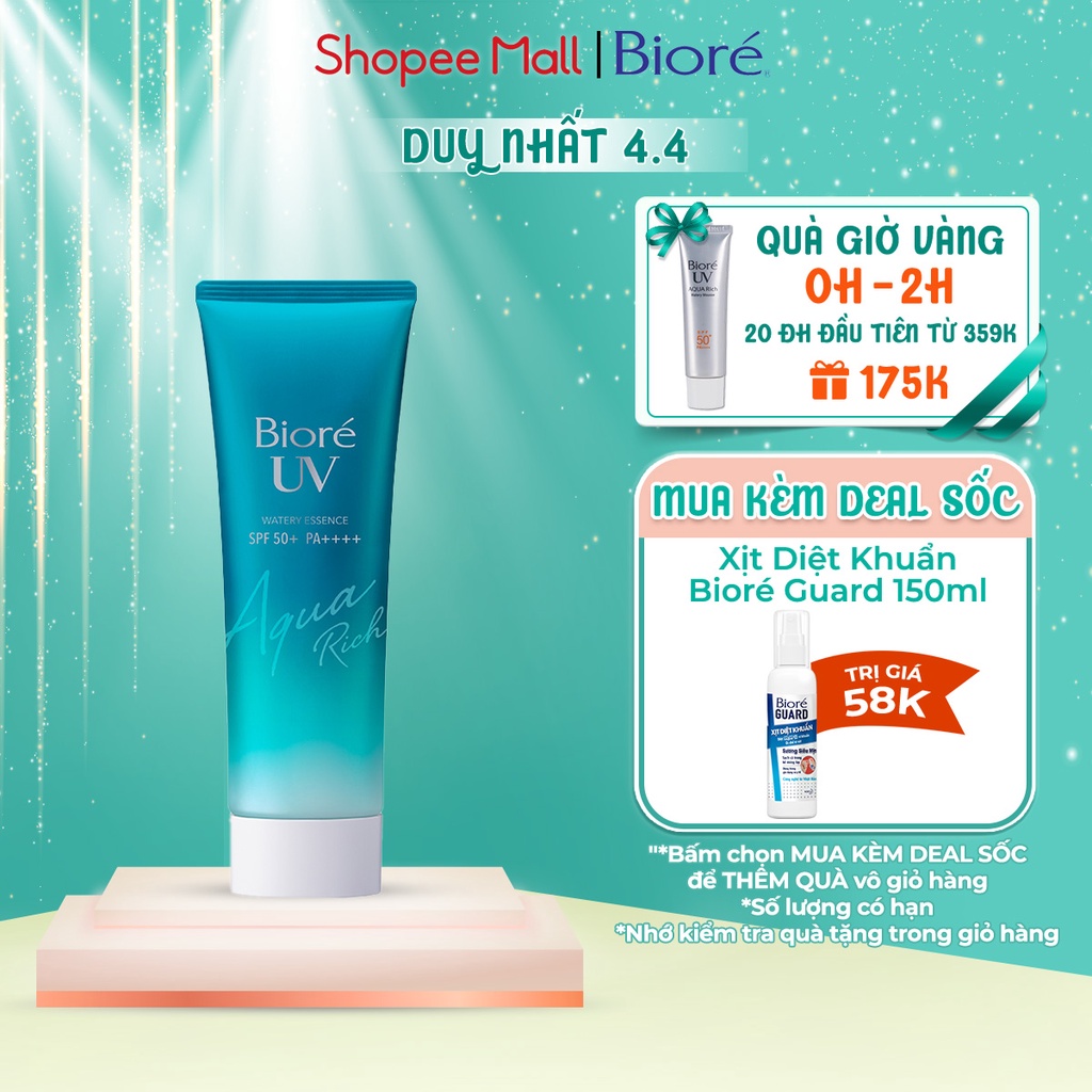 Essence Chống Nắng Màng Nước Dưỡng Ẩm Biore UV Aqua Rich Watery Essence SPF50+/PA++++ 85G