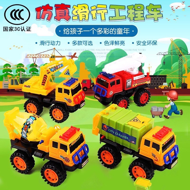 Set 5 Đồ Chơi Xe Công Trường- xe cẩu , xe trọn bê tông