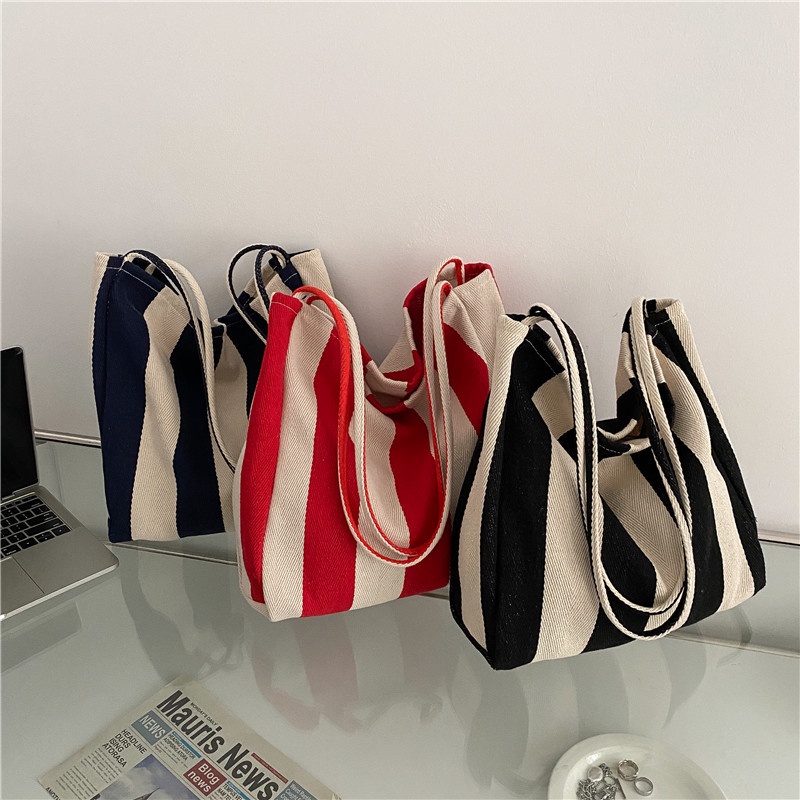Túi vải Kẻ Sọc Thời Trang Phương Tây Mùa Hè 2020 Cho Nữ
