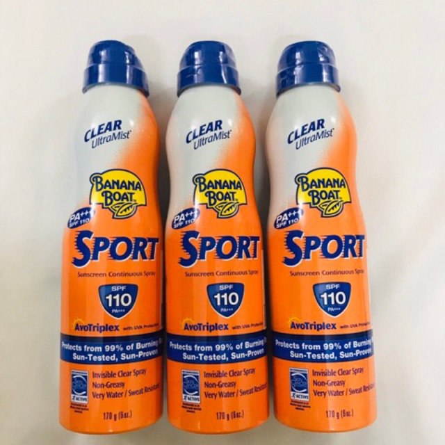 Bình xịt chống nắng Banana Boat Sport thể thao SPF100 170g PA++++ date 5/2024