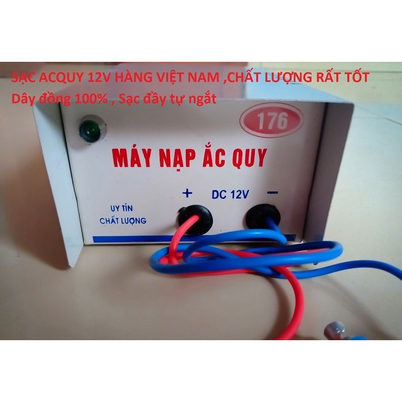 Máy sạc bình ắc quy tự động 12V - Tự Động Ngắt khi đầy bình công Suất thực - Hàng điện cơ 176 Việt Nam