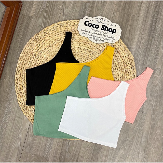 Áo Croptop Lệch Vai Sát Nách 5 Màu (CÓ ẢNH THẬT KÈM BẢNG TÊN SHOP) | BigBuy360 - bigbuy360.vn