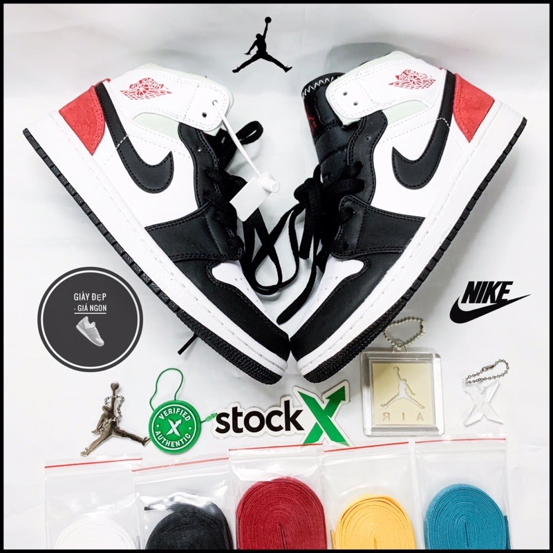 (Shop Giày Đẹp Giá Ngon) Giày jordan 1 Mid SE union black toe + full box