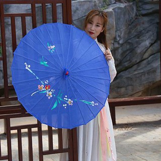 Dù cán gỗ Nhật Bản MÀU XANH DƯƠNG đạo cụ múa phụ kiện trang trí đạo cụ dựng phim cổ trang Asam