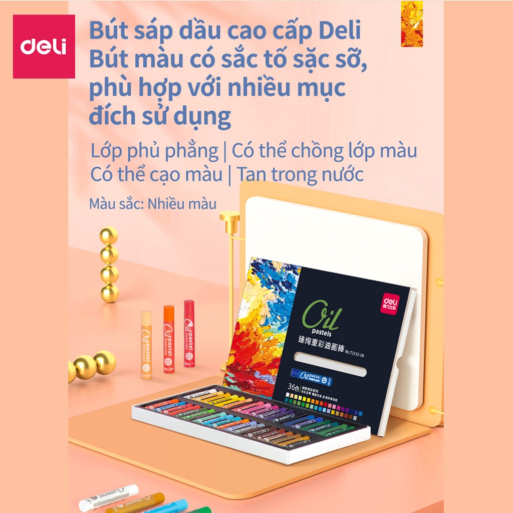 Bút sáp dầu oil pastel cao cấp trang trí sổ tay vẽ tranh tô màu khô vẽ tranh chuyên nghiệp cao cấp học sinh Deli 12/24/3