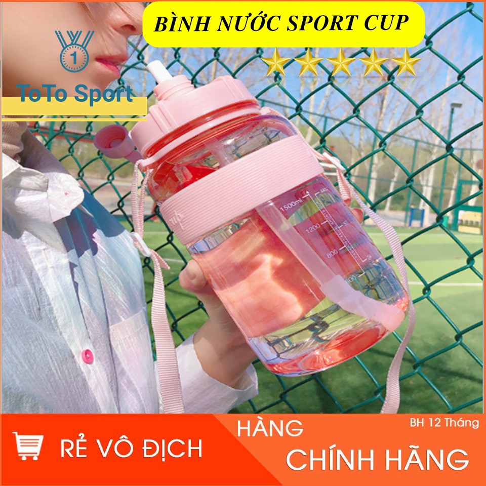 Bình Nước Dung Tích Lớn Sport 2000ml, Bình Nước Thể Thao Phong Cách Có Ống Hút Và Dây Đeo Tiện Lợi TB1001