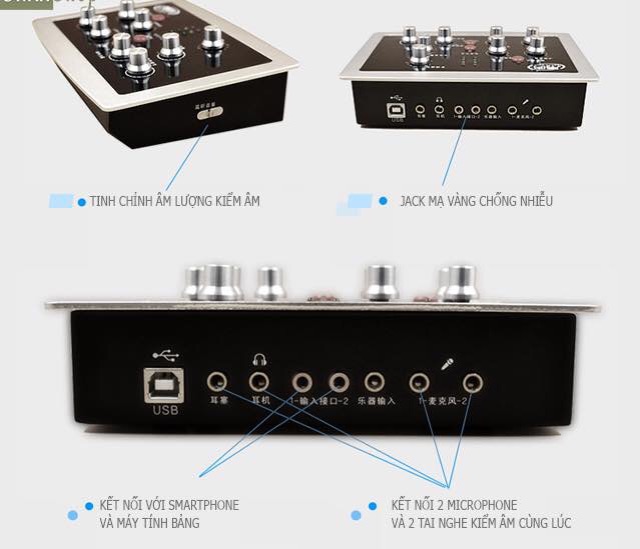 Sound card hf5000 có autu-tune dòng cao cấp hỗ trợ nguồn 48v dùng cho tất cả các dòng mic thu âm