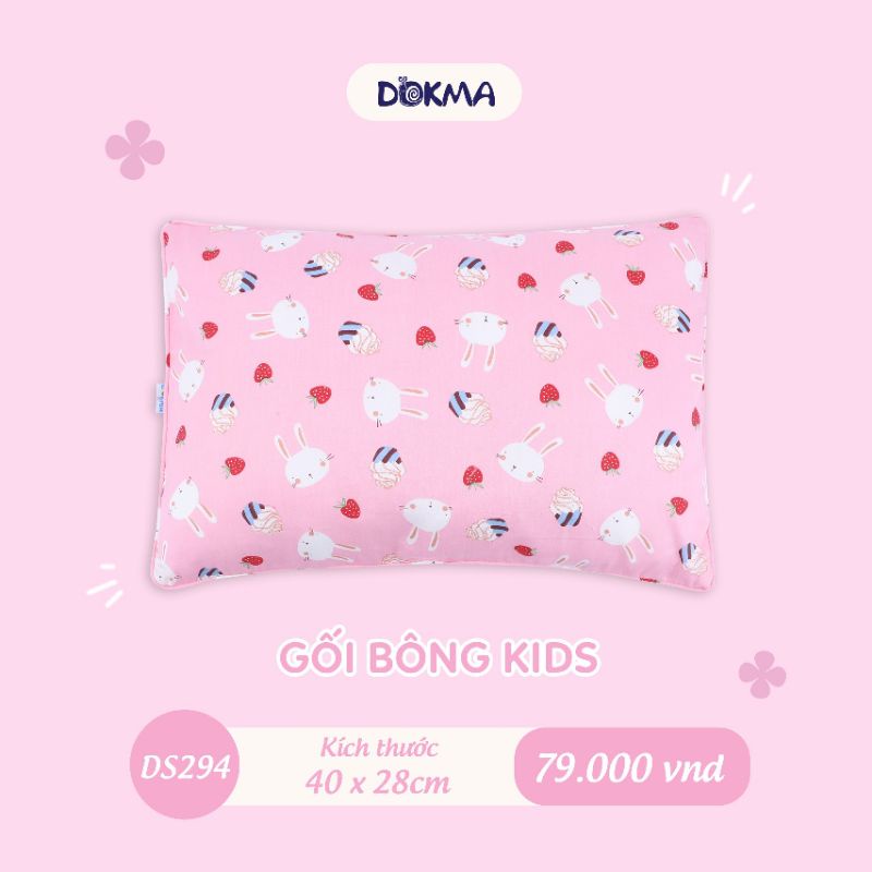 [Dokma] GỐI BÔNG TRẺ EM cotton mềm, thấm hút tốt 2-8 tuổi (kt 46*31cm)