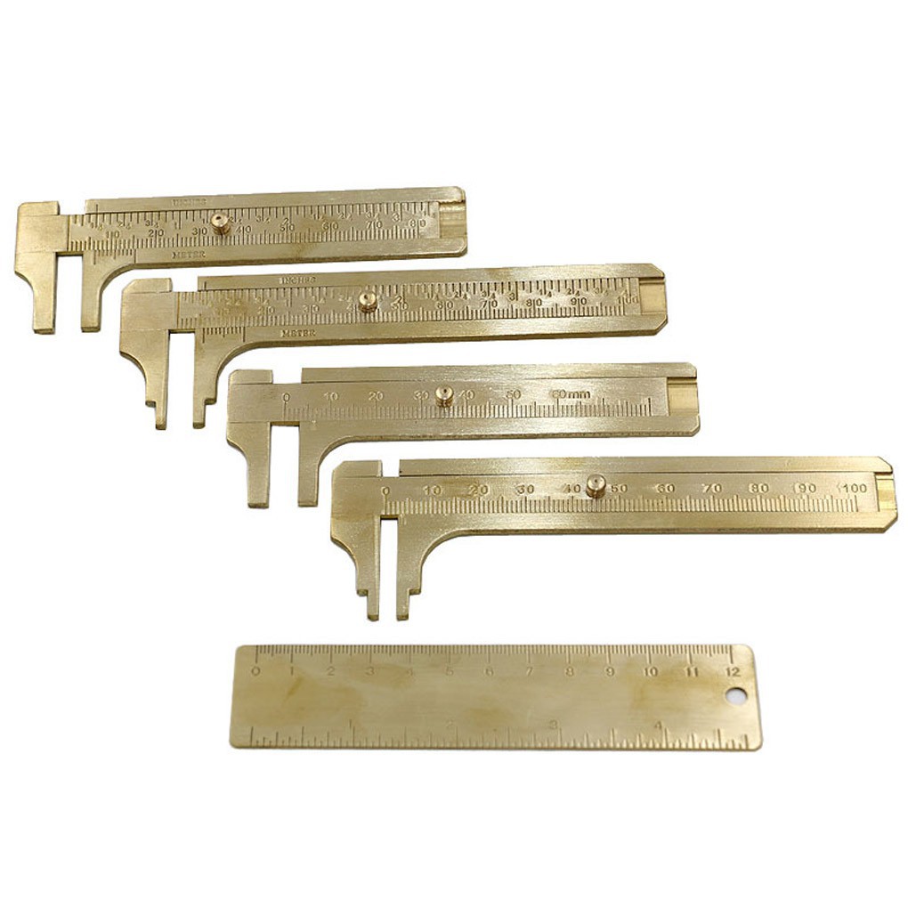 120/80/100mm Mini Brass Vernier Pocket-size Vintage Ruler