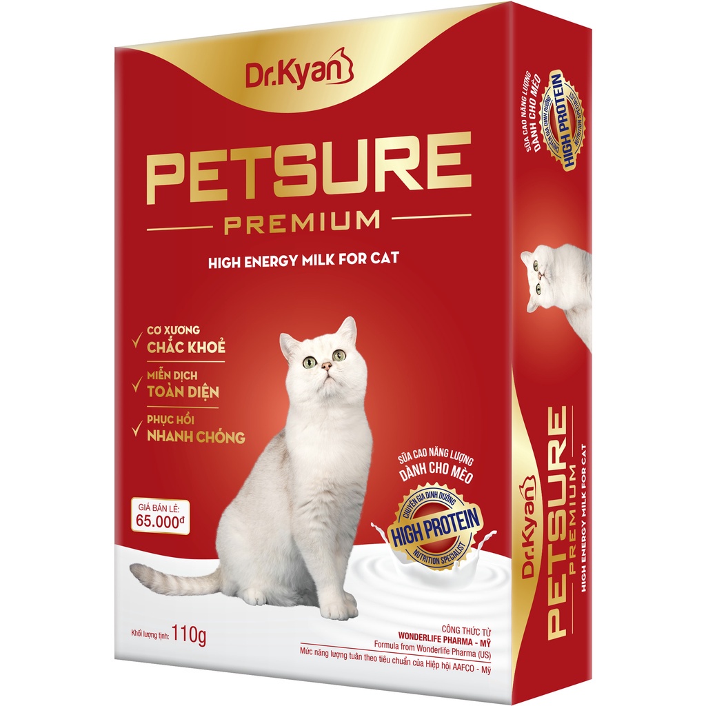 Sữa Bột Dinh Dưỡng Cao Cấp Cho Chó Mèo Petsure Premium Dr.Kyan Hộp 110g