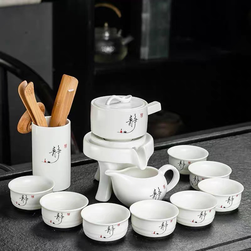Bộ ấm chén Trà đạo cối xay( men trắng) - quà tặng cao cấp