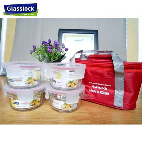 Túi giữ nhiệt hộp cơm hình oval màu đỏ