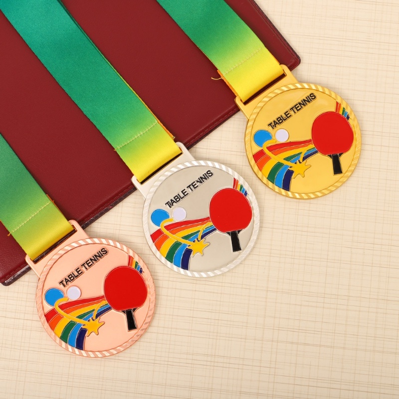 Huy Chương Vàng / Bạc / Đồng Với Dây Ruy Băng Cổ Và LOGO "FREE LOGO" Tùy Chỉnh Ngày Học Sinh Thể Thao